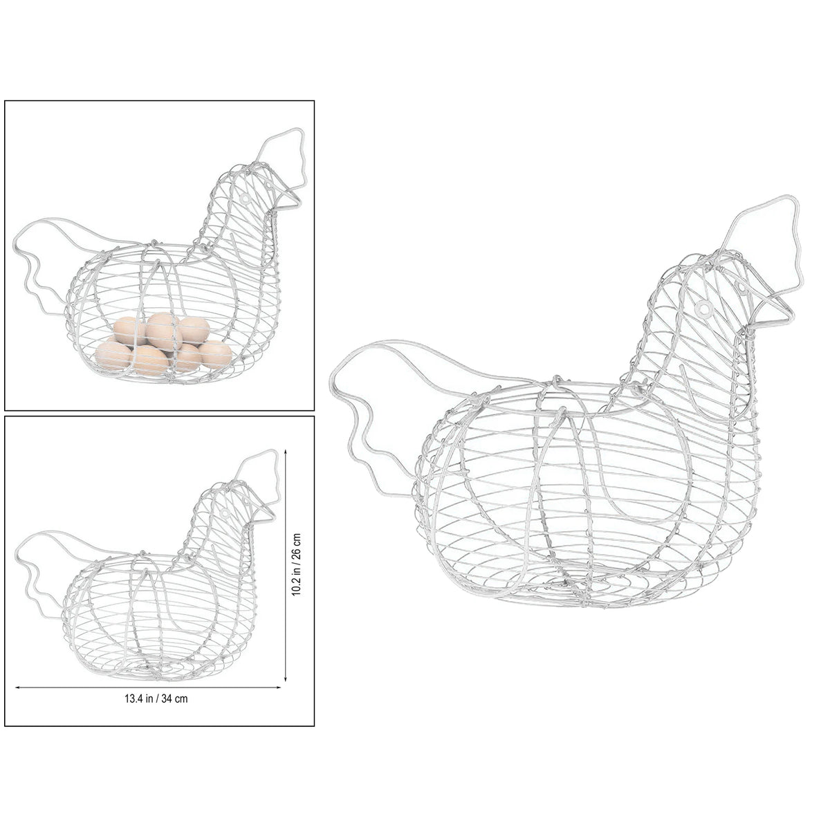 panier rangement œufs forme poulet argenté fileté moderne organisation cuisine deco rusticèle élégante durable
