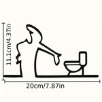 décoration murale autocollant noir silhouette toilette minimaliste linéaire personnage buvant