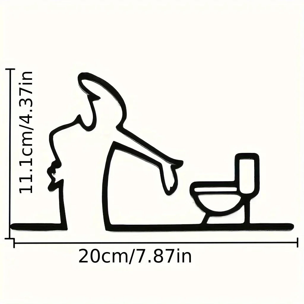 décoration murale autocollant noir silhouette toilette minimaliste linéaire personnage buvant