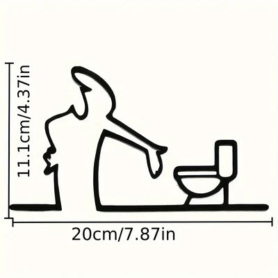 décoration murale autocollant noir silhouette toilette minimaliste linéaire personnage buvant