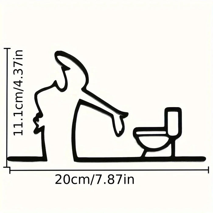 décoration murale autocollant noir silhouette toilette minimaliste linéaire personnage buvant