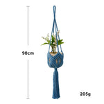 supports plante macramé tissé main motifs géométriques boho couleurs violet bleu beige vert