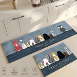 tapis cuisine antidérapant motif chatons colorés moderne sol maison salon bleu foncé