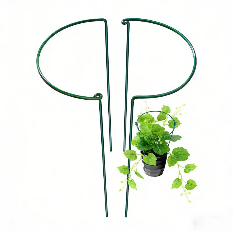supports plantes métal vert treillis circulaire minimaliste rustique insertion sol pot fleurversible