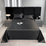 drap plat satin noir bleu uni moderne oreillers coussins lit opacité simple
