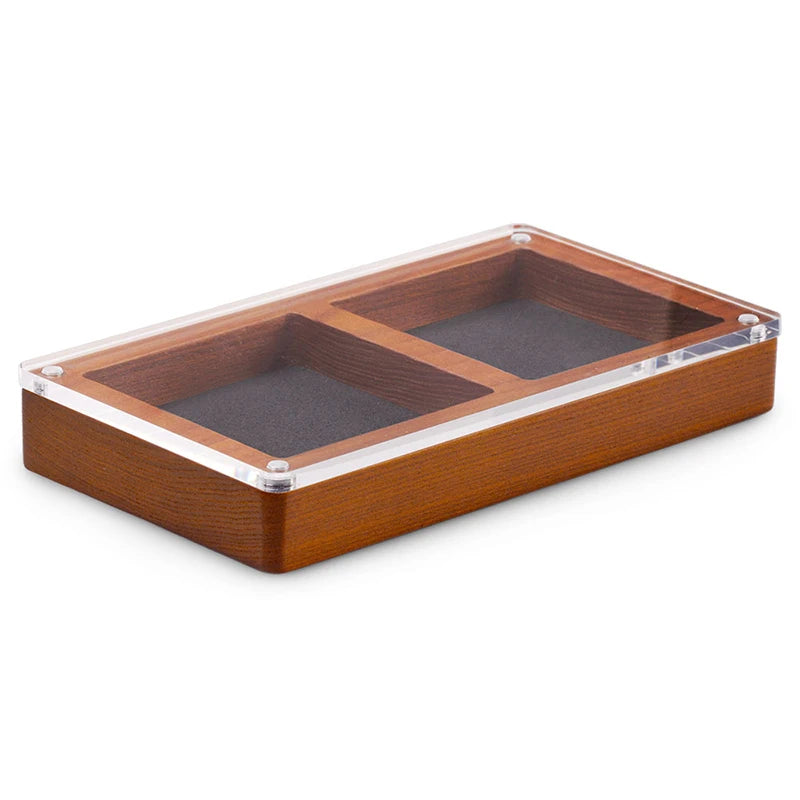 boîtes bijoux marron clair texture bois modernes yeillets colliers bagues montre
