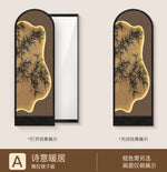 miroir artisanal noir bambou paysager mural décoration maison traditionnel ornement salon chambre
