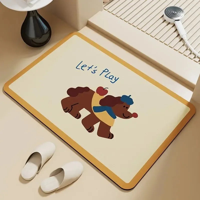 tapis sol antidérapant imperméable moderne rayures chien cartoon bienvenue maison européen américain