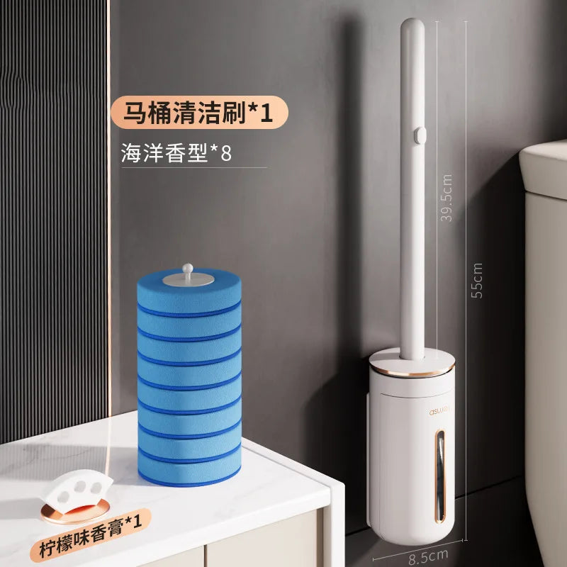 brosse wc jetable adhésive blanche bleue moderne salle bain nettoyage détartrant supplémentaire