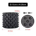 grille drainage plante noir moderne perforations circulaires différentes tailles incluses