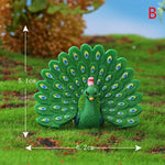 décoration jardin oiseau paon résine verte bleue plumes brillantes réaliste pastelextérieur