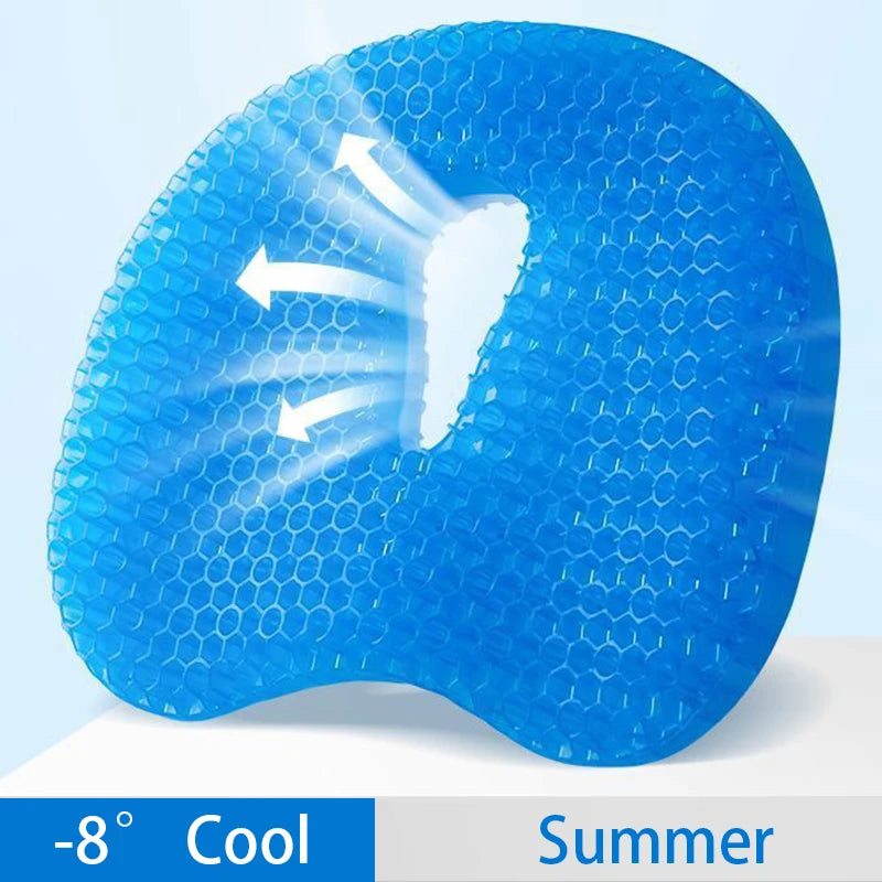 coussin soutien bleu réseau hexagonal contemporain gel respirant antidérapants adultes rond