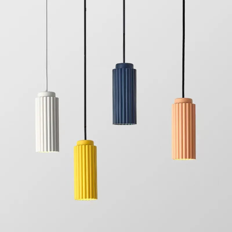 Suspension lumineuse moderne rayées blanche bleu marine noir led minimaliste chambre salon