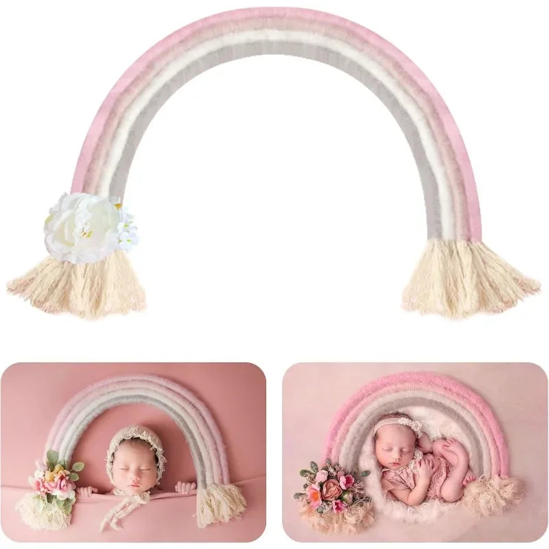 décoration murale arc ciel tassel boho chic rose gris blanc
