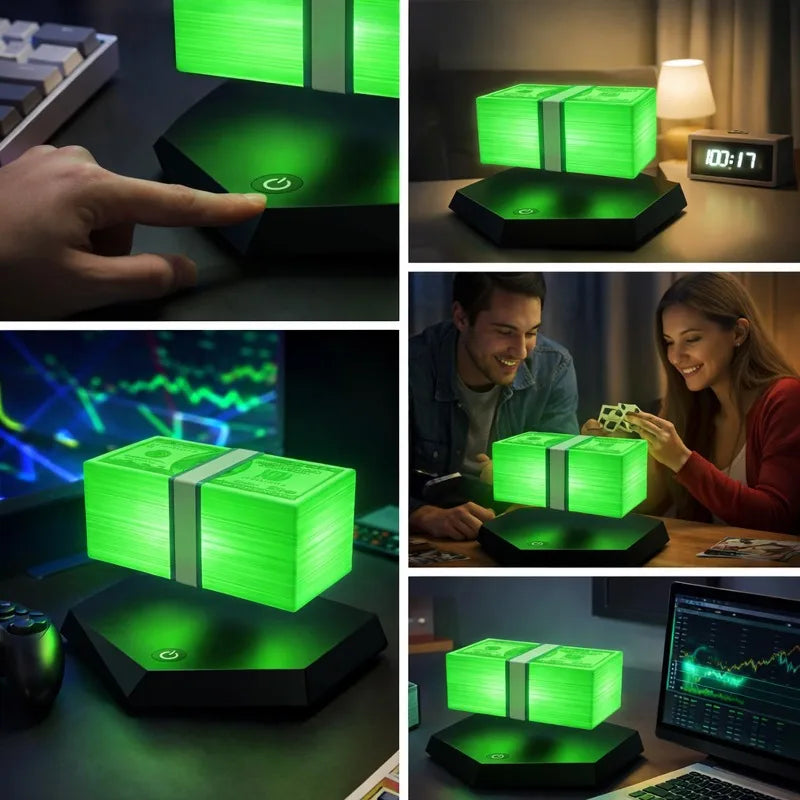 lampe led flottante maglev billets orange contemporaine technologie noël anniversaire mariage