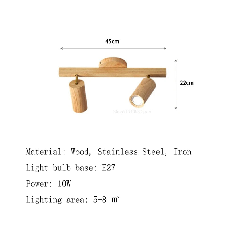 lampe spots bois naturel moderne murale éclairage maison entrée 90 260V LED