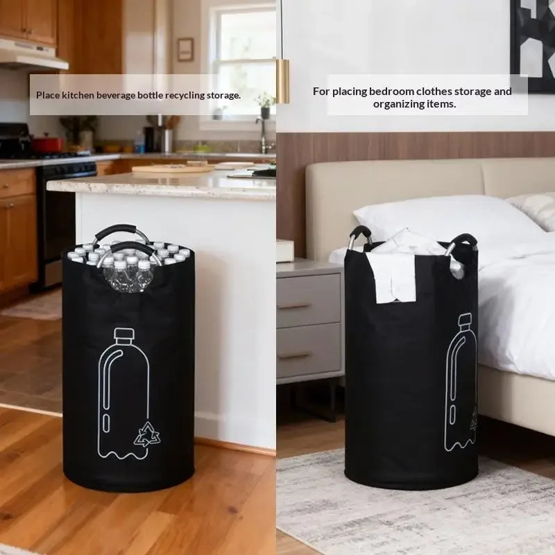 sac rangement noir bouteilles recyclage imprimé bouteille d'eau moderne anneaux métalliques poignées