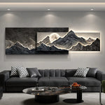 tableaux decoratifs muraux modernes paysagistes cascade arbres effet texturé salon marron foncé