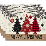 serviettes table noël flocons arbre bonhomme merry christmas let it snow gris rouge vert