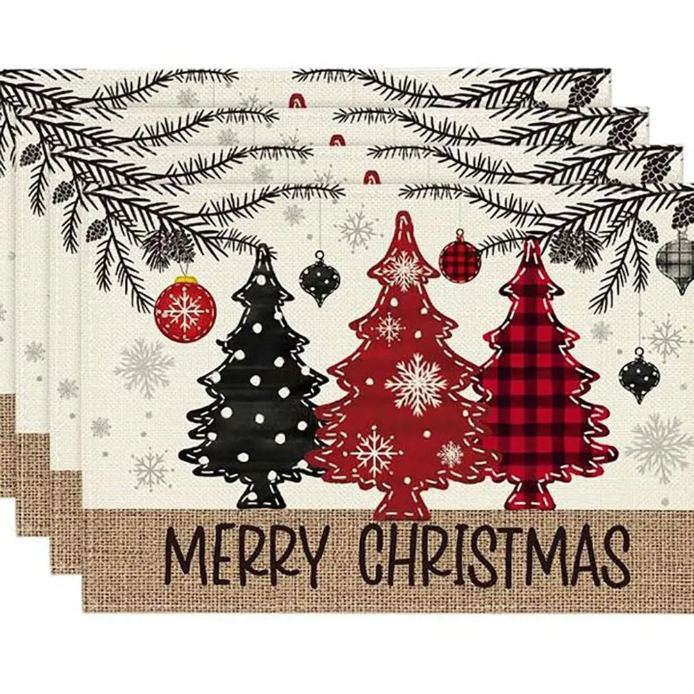 serviettes table noël flocons arbre bonhomme merry christmas let it snow gris rouge vert
