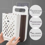 panier linge blanc marron perforé pliable moderne fixé mur multifonctionnel