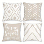 housse coussin motif géométrique moderne polyester beige blanc zipper 40x40cm chambre coucher canapé lit