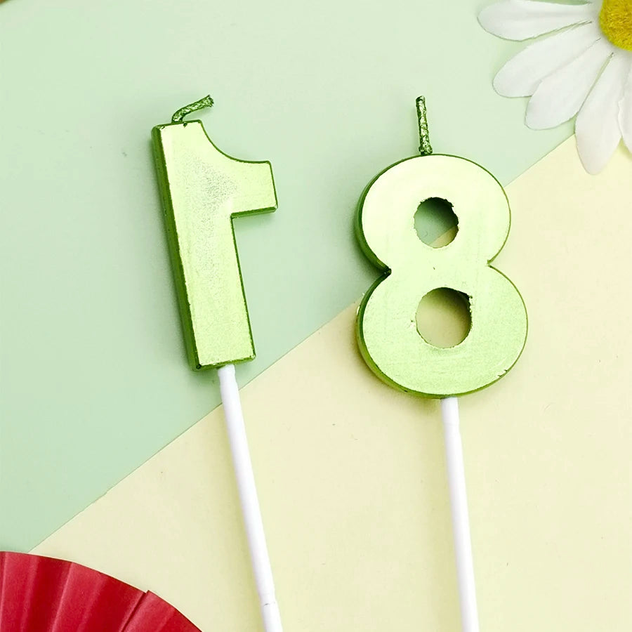 bougies vertes chiffres anniversaire moderne opalescent emballage happy birthday festive minimaliste