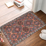tapis ethnique traditionnel rouge bleu beige antidérapant intérieur extérieur doux porte sol cuisine