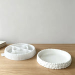 plateau silicone decoratif deux parties texturé moderne blanc vert rose violet mousse fleurs artificielles