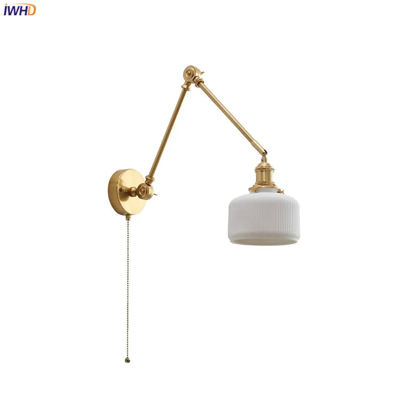 lampe murale moderne or blanc plissée cordon commande 29cm 16cm 24cm 14cm 30cm 17cm