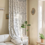 rideau moderne polyester crème noir motif linéaire salon opacité élevée minimaliste