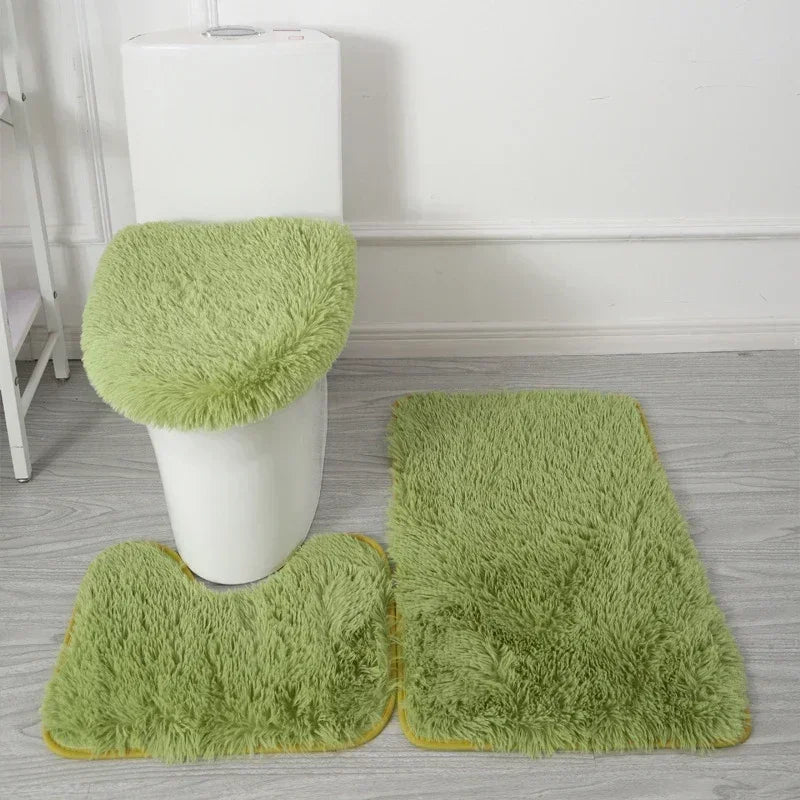 ensemble tapis salle bain pièces beige clair peluche douce antidérapant moderne absorbant