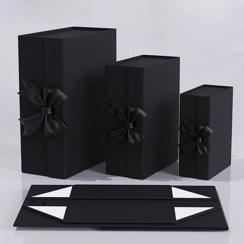 boîtes cadeaux élégantes rouge blanc noir ruban satin mariage anniversaire noël fêtes variées tailles