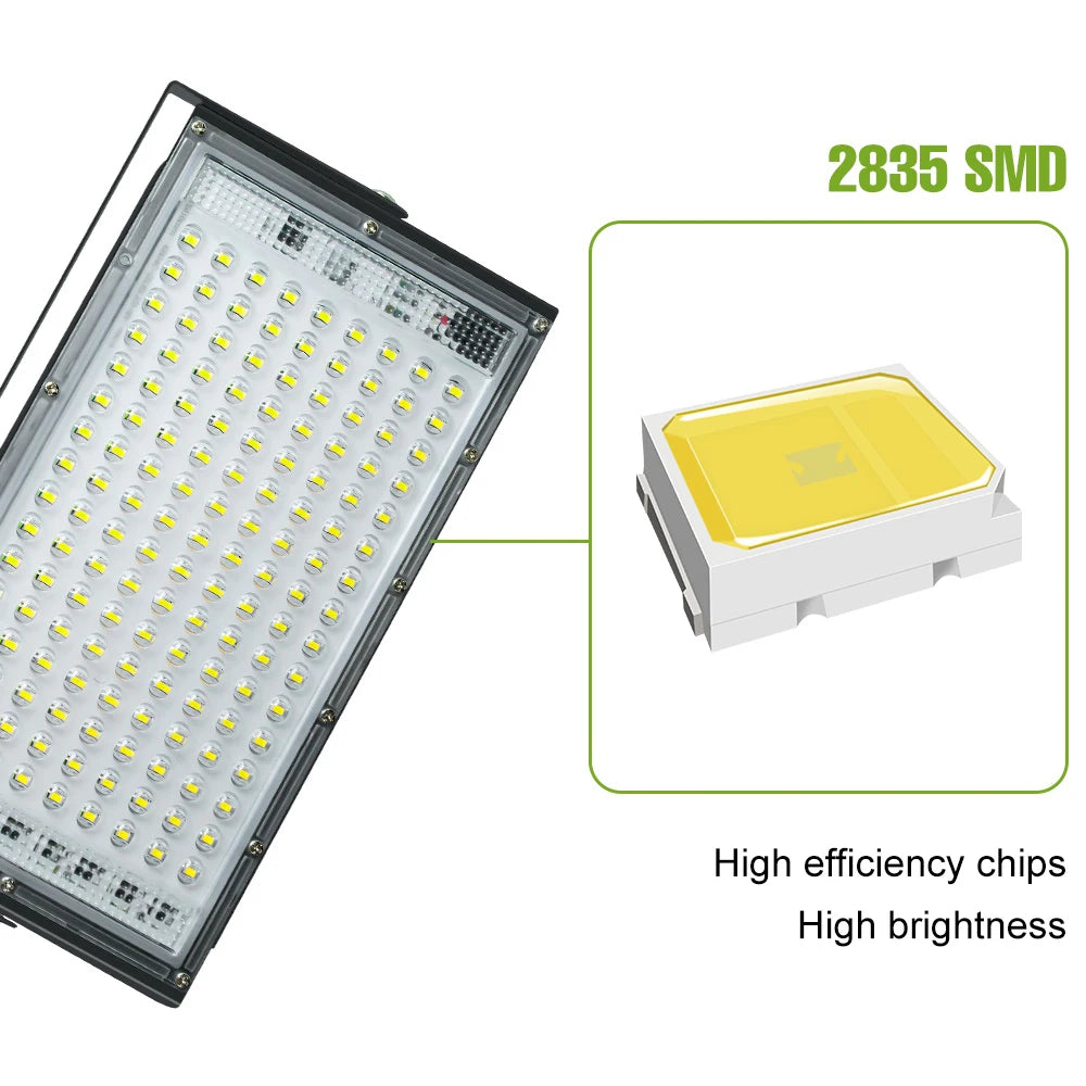 projecteur led moderne 200w ip65 extérieur blanc froid noir vis haute luminosité adjustable