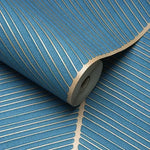 papier peint moderne rayé velours daim bleu gris beige résistant l'humidité anti moisissure soundproof