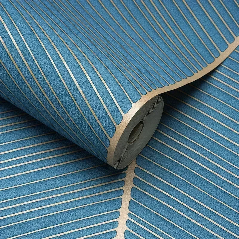 papier peint moderne rayé velours daim bleu gris beige résistant l'humidité anti moisissure soundproof