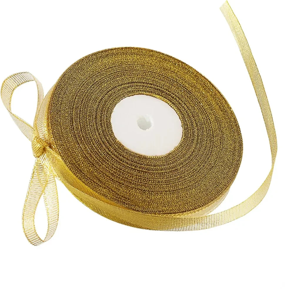 ruban gros grain rayé rouge jaune 25 yards polyester décoration barrette papillon double face