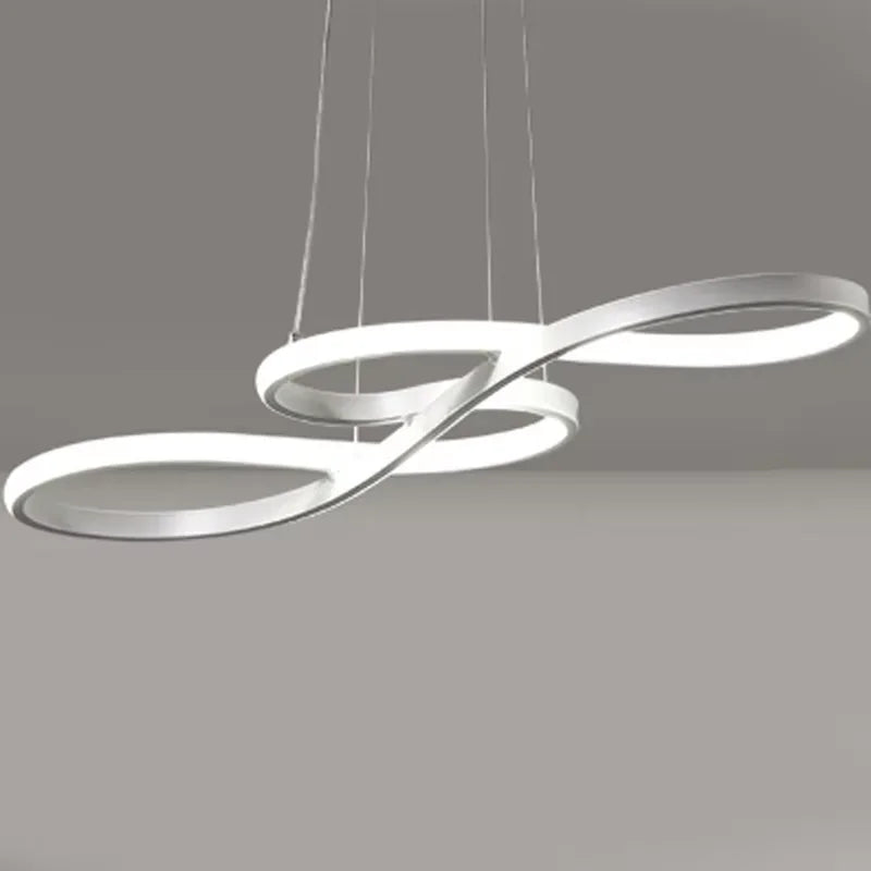 Suspension lumineuse moderne or blanc noir contemporain fixée chaînes