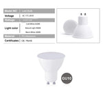 ampoule led gu10 blanc mat moderne 2700k 6500k 50000h salon chambre cuisine