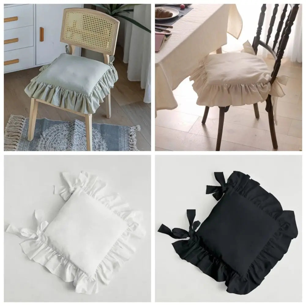 housse chaise rustique motif volants coton polyester beige blanc fixations rubans