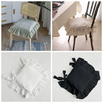 housse chaise rustique motif volants coton polyester beige blanc fixations rubans