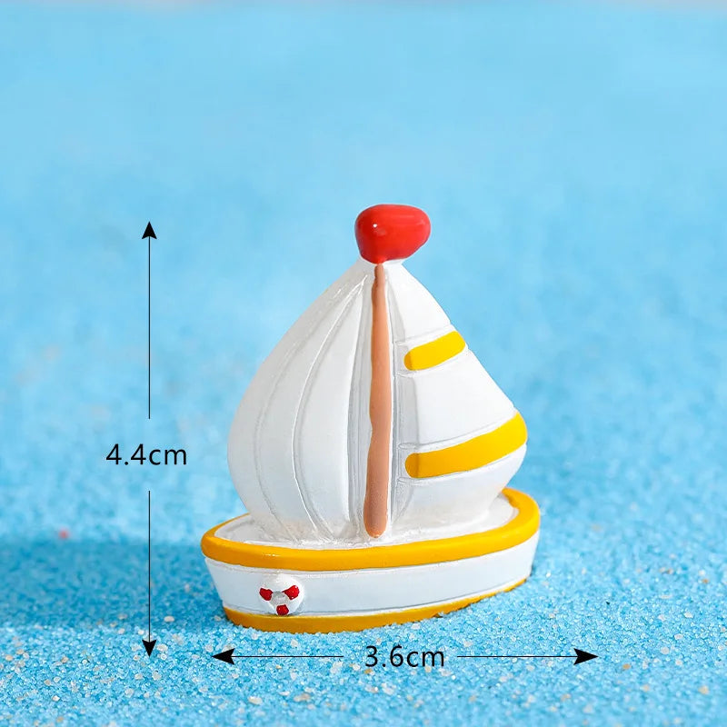 miniatures plage coquille étoile mer dauphin résine soleil palmier décor