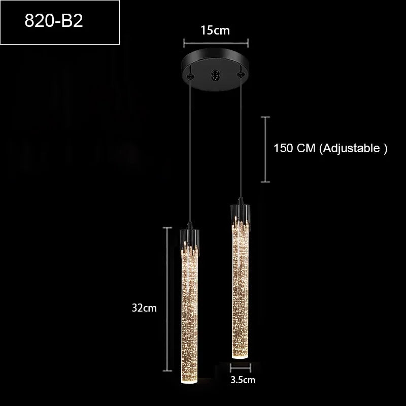 Suspension lumineuse moderne cristal bulle transparente dorée éclairage salle manger led 2000 82000 lumens