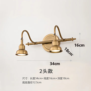 lampe murale led dorée moderne têtes éclairage salle bain coiffeuse réglable fixée mur