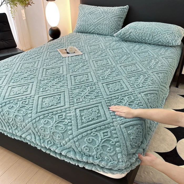 housse matelas jacquard motif géométrique gris clair élégante polyester élastique antidérapante adultes lit