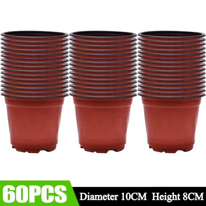 pots semis plastique rouge moderne perforés plantes pots fleurs jardinerie culture