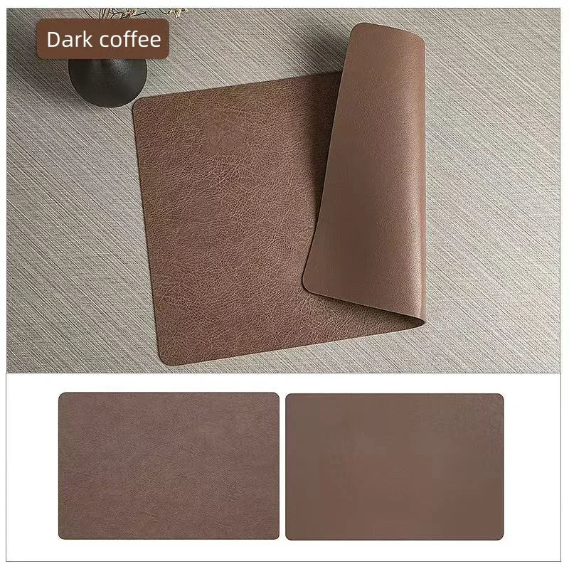 tapis table rectangulaire simili cuir marron clair moderne cuisine décoration
