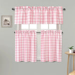 rideau rose carreaux opacité classique fenêtre moderne decoration blanc polyester accessoires
