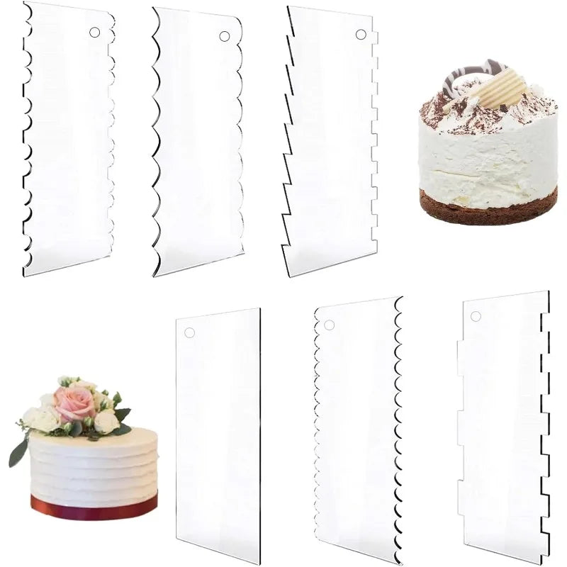 spatules gâteau transparentes décoration bord glaçage peigne lisse outils cuisine blanc classique