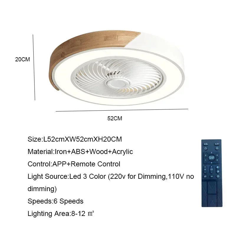 ventilateur led moderne gris blanc bois naturel certification ul vde rohs
